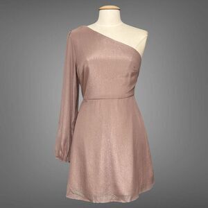 Andree‎ by Unit Womens Dress L Dusty Lavender Chiffon One Shoulder Mini Fairy
